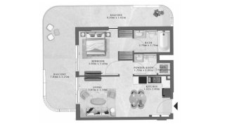 Apartment floor plan, 1 bedroom in Arthouse Residences No. 11009