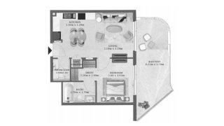 Apartment floor plan, 1 bedroom in Arthouse Residences No. 11007